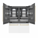 ZLINE Autograph Edition 60-Inch 32.2 cu. ft. French Door Built-In Bottom Freezer Refrigerator with Water Dispenser and Ice Maker in White Matte with Graphite Gray Interior and Champagne Bronze Accents (GRBIVZ-WM-60-CB)