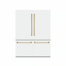 ZLINE Autograph Edition 60-Inch 32.2 cu. ft. French Door Built-In Bottom Freezer Refrigerator with Water Dispenser and Ice Maker in White Matte with Graphite Gray Interior and Polished Gold Accents (GRBIVZ-WM-60-G)
