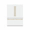 ZLINE Autograph Edition 60-Inch 32.2 cu. ft. French Door Built-In Bottom Freezer Refrigerator with Water Dispenser and Ice Maker in White Matte with Graphite Gray Interior and Polished Gold Accents (GRBIVZ-WM-60-G)
