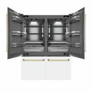 ZLINE Autograph Edition 60-Inch 32.2 cu. ft. French Door Built-In Bottom Freezer Refrigerator with Water Dispenser and Ice Maker in White Matte with Graphite Gray Interior and Polished Gold Accents (GRBIVZ-WM-60-G)