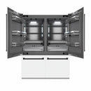 ZLINE Autograph Edition 60-Inch 32.2 cu. ft. French Door Built-In Bottom Freezer Refrigerator with Water Dispenser and Ice Maker in White Matte with Graphite Gray Interior and Matte Black Accents (GRBIVZ-WM-60-MB)