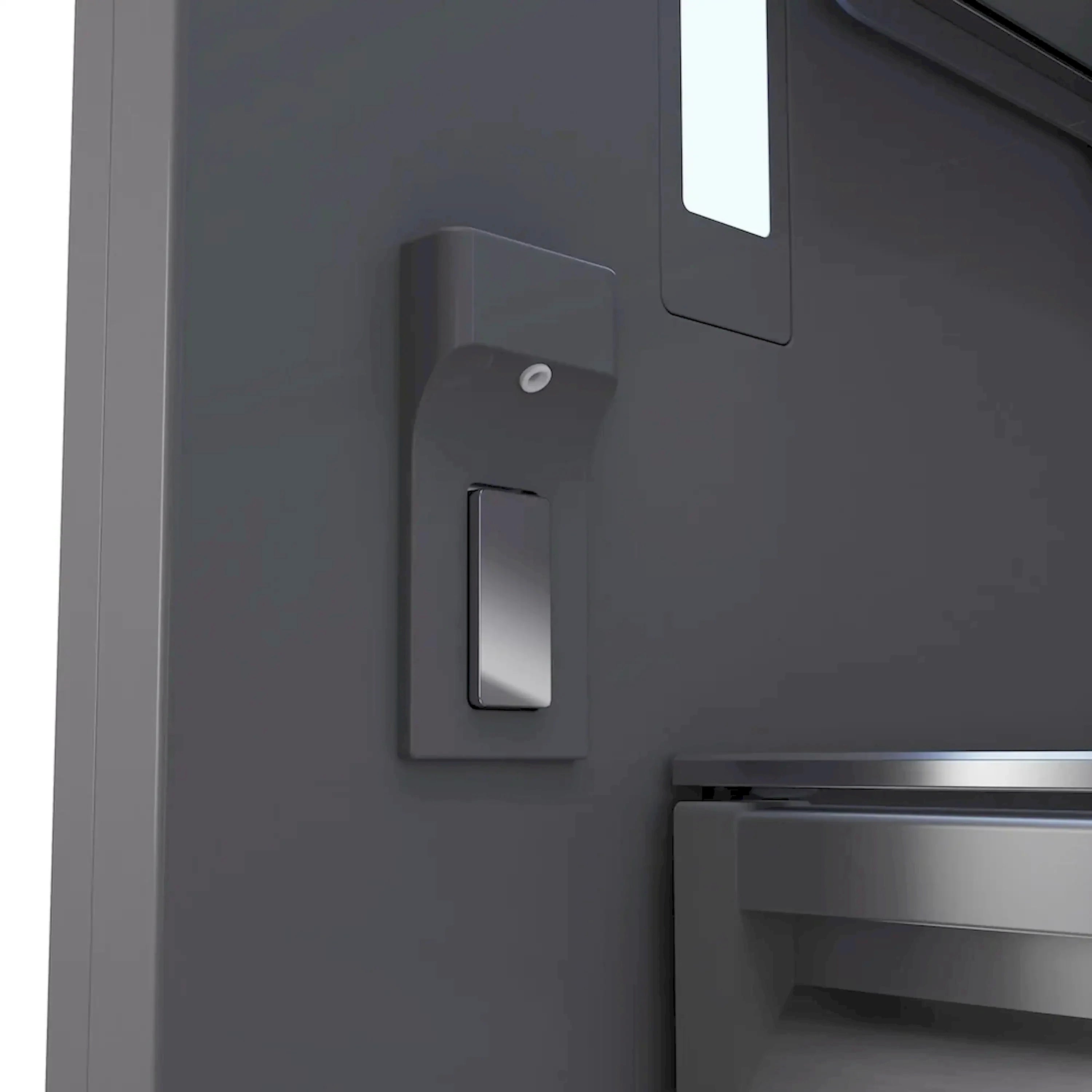 Water dispenser area on the refrigerator door with recessed lever