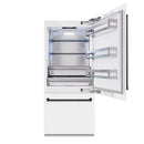 ZLINE Autograph Edition 36-Inch 19.8 Cu. Ft. Built-In Bottom Freezer Refrigerator with Water Dispenser and Ice Maker in White Matte and Matte Black Accents (RBITZ-WM-36-MB)