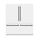 ZLINE Autograph Edition 72-Inch 39.6 Cu. Ft. French Door Built-In Bottom Freezer Refrigerator with Water Dispensers and Ice Makers in White Matte and Matte Black Accents (RBITZ-WM-72-MB)