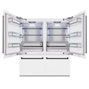 ZLINE Autograph Edition 72-Inch 39.6 Cu. Ft. French Door Built-In Bottom Freezer Refrigerator with Water Dispensers and Ice Makers in White Matte and Matte Black Accents (RBITZ-WM-72-MB)