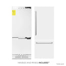 ZLINE 30-Inch 16.1 cu. ft. Built-In 2-Door Bottom Freezer Refrigerator with Internal Water and Ice Dispenser in White Matte (RBIV-WM-30)
