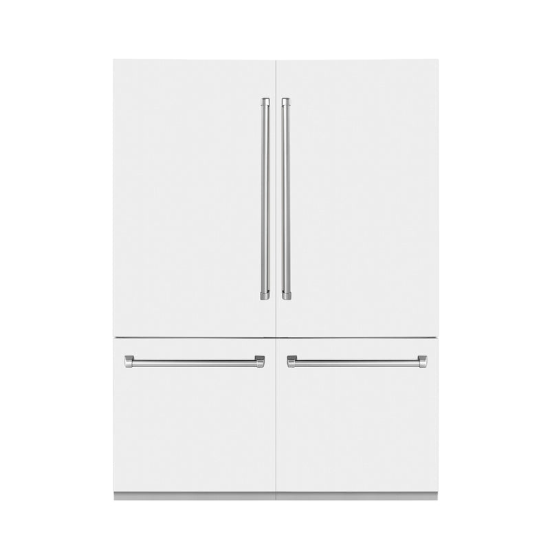 ZLINE 60-Inch 32.2 cu. ft. Built-In 4-Door French Door Refrigerator with Internal Water and Ice Dispenser in White Matte (RBIV-WM-60)