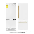 ZLINE 30-Inch Autograph Edition 16.1 cu. ft. Built-in 2-Door Bottom Freezer Refrigerator with Internal Water and Ice Dispenser in White Matte with Champagne Bronze Accents (RBIVZ-WM-30-CB)