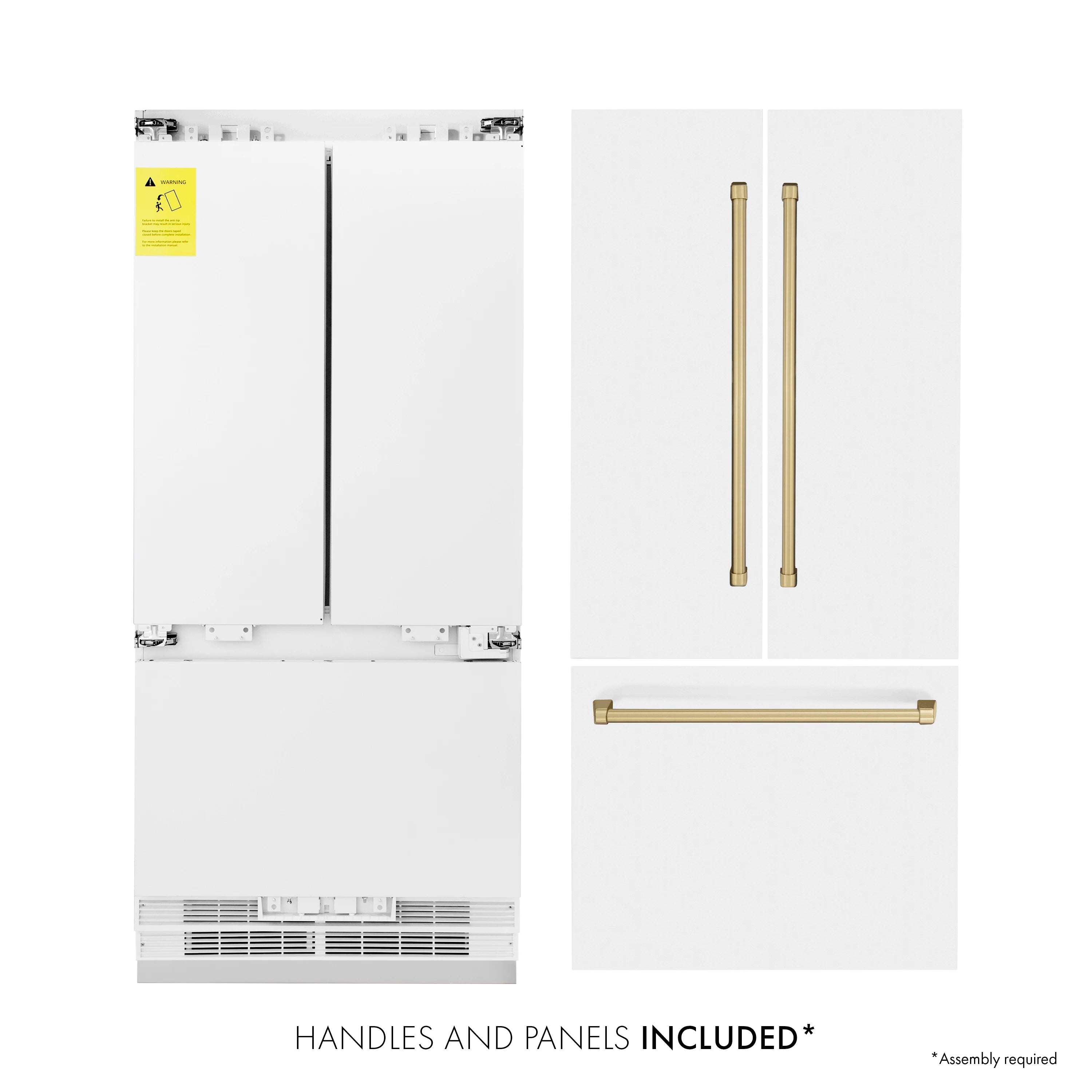 Refrigerator handles and door panels included, showing champagne bronze handle set