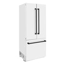 ZLINE 36-Inch Autograph Edition 19.6 cu. ft. Built-in 2-Door Bottom Freezer Refrigerator with Internal Water and Ice Dispenser in White Matte with Matte Black Accents (RBIVZ-WM-36-MB)