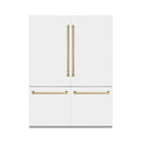 ZLINE 60-Inch Autograph Edition 32.2 cu. ft. Built-in 4-Door French Door Refrigerator with Internal Water and Ice Dispenser in White Matte with Champagne Bronze Accents (RBIVZ-WM-60-CB)
