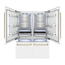 ZLINE 60-Inch Autograph Edition 32.2 cu. ft. Built-in 4-Door French Door Refrigerator with Internal Water and Ice Dispenser in White Matte with Champagne Bronze Accents (RBIVZ-WM-60-CB)