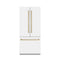 ZLINE Autograph Edition 36-Inch 19.6 cu. ft. French Door Built-In Bottom Freezer Refrigerator with Water Dispenser and Ice Maker in White Matte with Stainless Steel Interior and Champagne Bronze Accents (SRBIVZ-WM-36-CB)