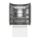 ZLINE Autograph Edition 36-Inch 19.6 cu. ft. French Door Built-In Bottom Freezer Refrigerator with Water Dispenser and Ice Maker in White Matte with Stainless Steel Interior and Champagne Bronze Accents (SRBIVZ-WM-36-CB)