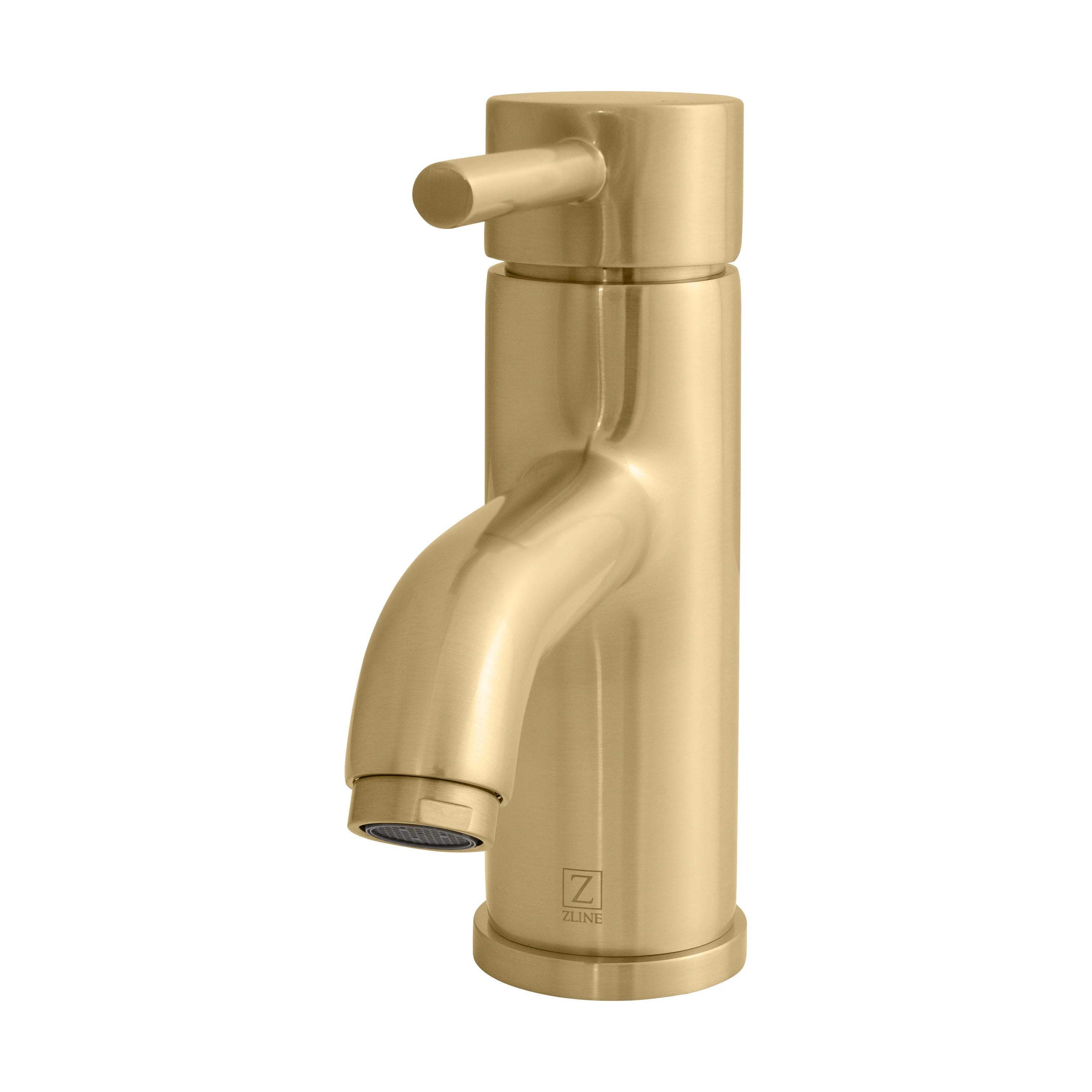 Champagne bronze bathroom sink faucet with single lever handle and arched spout