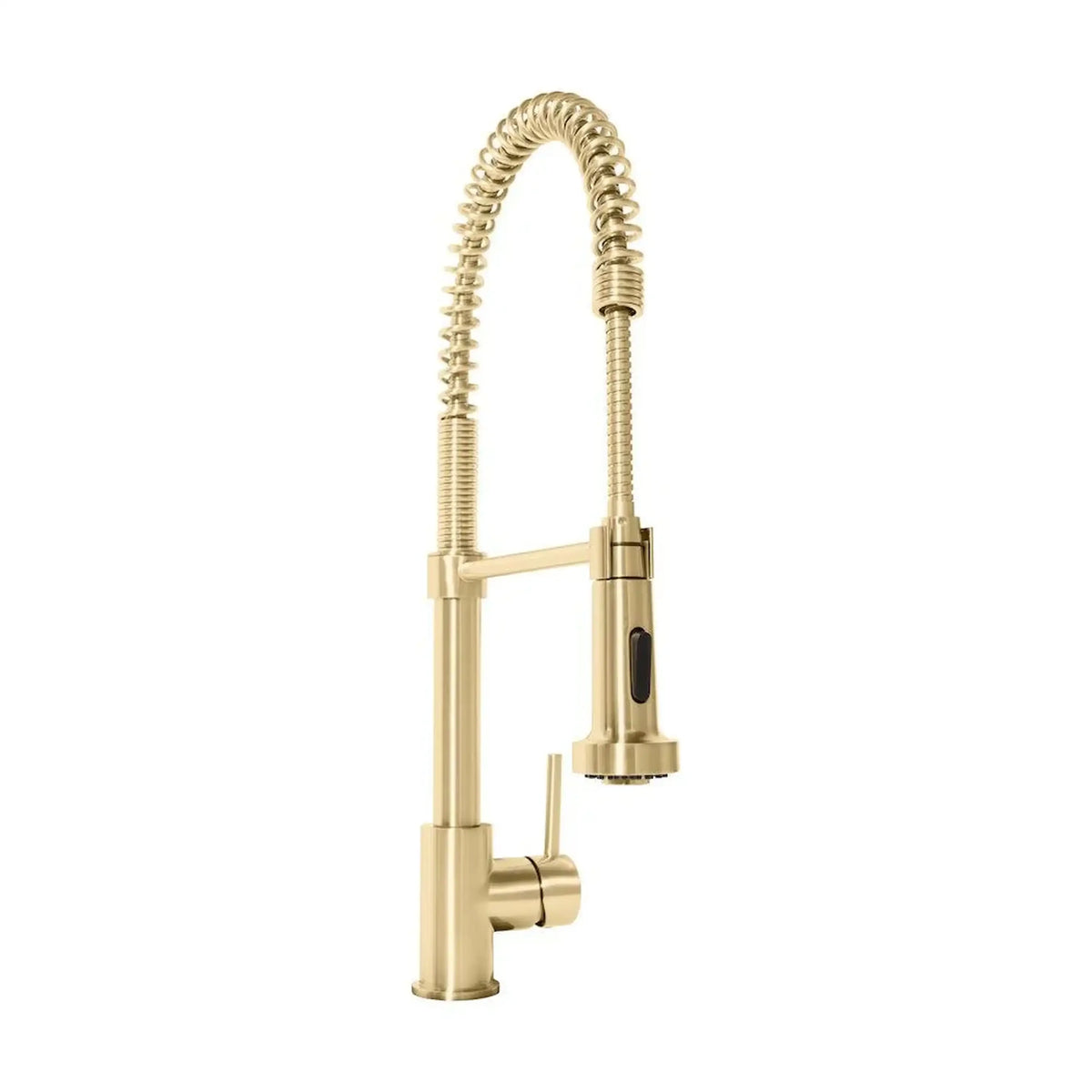 Champagne bronze kitchen faucet with tall spout and handheld sprayer head