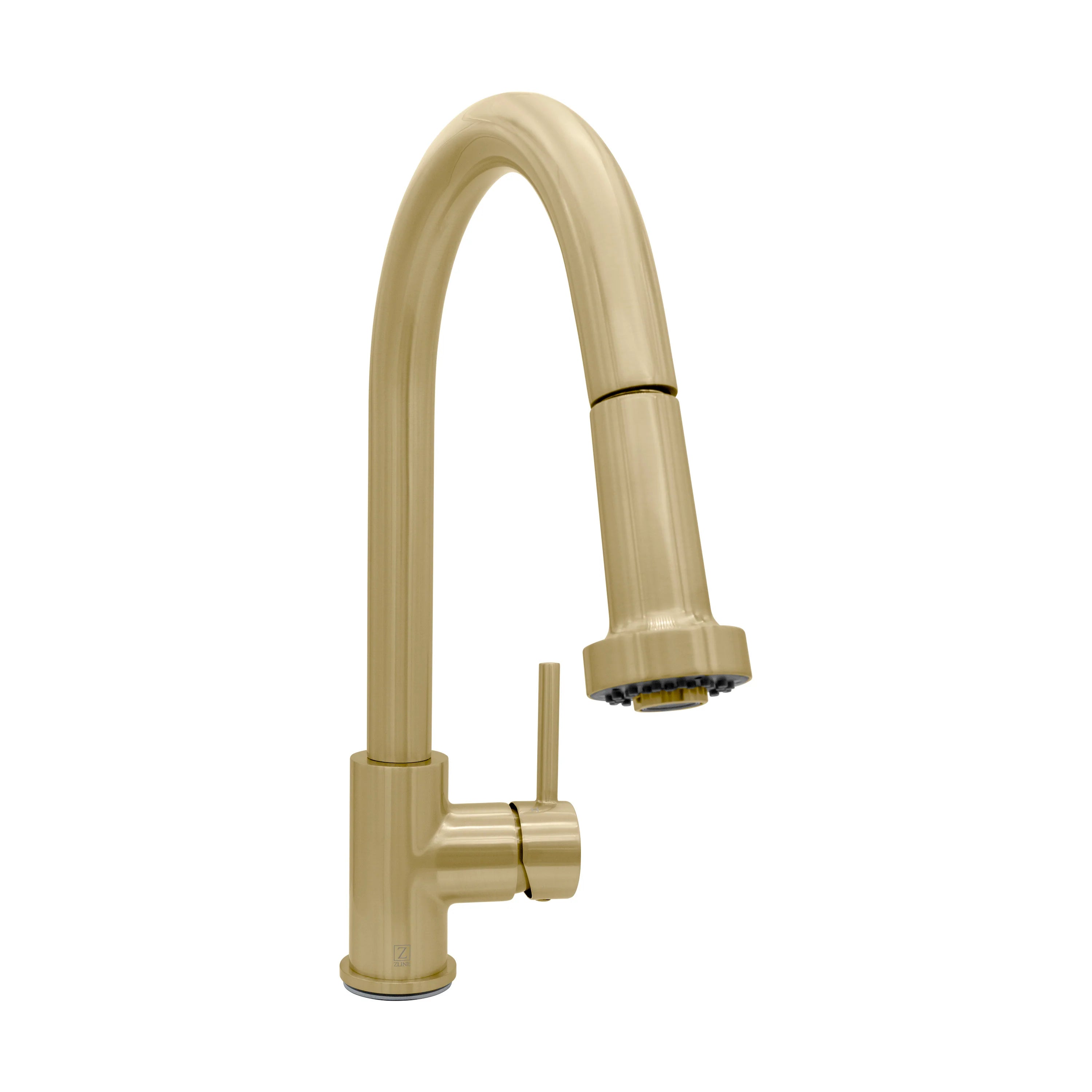 Champagne bronze kitchen faucet with tall arched spout and side control