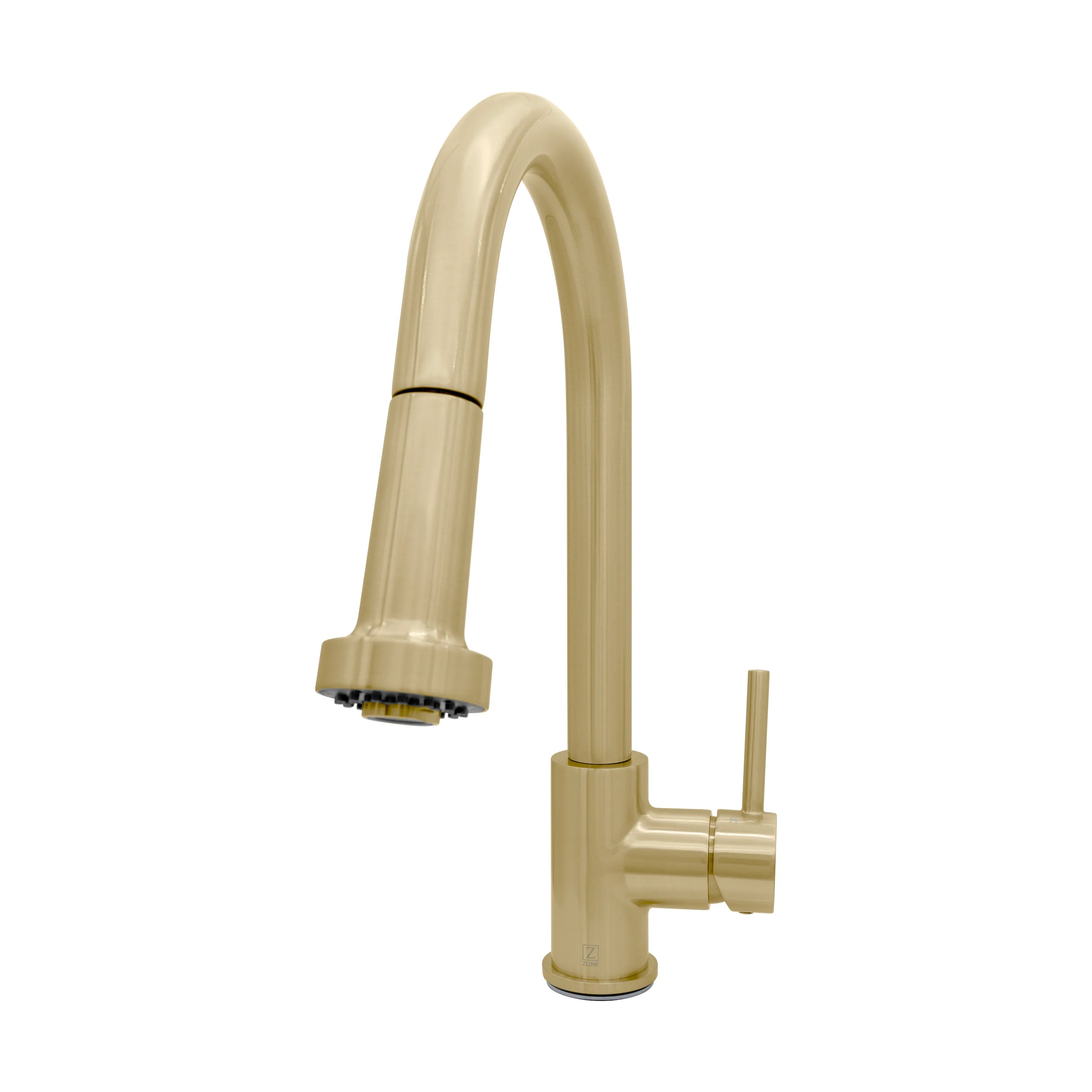 Champagne bronze kitchen faucet with high arc spout and deck-mounted control