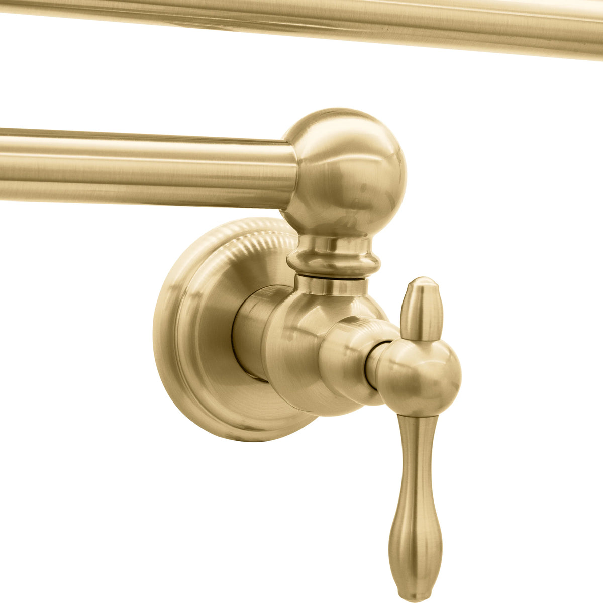 Champagne bronze wall pot filler faucet with round escutcheon and lever handle