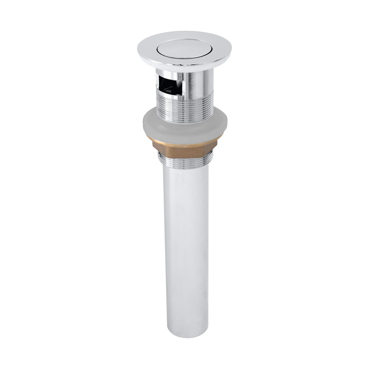 Chrome bathroom faucet stem with round top cap and threaded connection