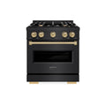 ZLINE Autograph Edition 30-Inch Classic Series Gas Range with 4 Gas Burner Cooktop and 4.2 Cu. Ft. Gas Convection Oven in Black Stainless Steel with Champagne Bronze (CGRBZ-30-CB)