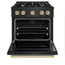 ZLINE Autograph Edition 30-Inch Classic Series Gas Range with 4 Gas Burner Cooktop and 4.2 Cu. Ft. Gas Convection Oven in Black Stainless Steel with Champagne Bronze (CGRBZ-30-CB)