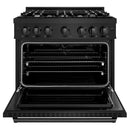 ZLINE 36-Inch Classic Series Dual Fuel Range with 6 Gas Burner Cooktop and 5.2 Cu. Ft. Electric Convection Oven in Black Stainless Steel (CDRB-36)
