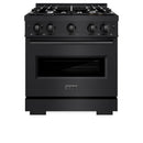 ZLINE 3-Piece Appliance Package - 30-Inch Gas Range, Refrigerator, and Dishwasher in Black Stainless Steel