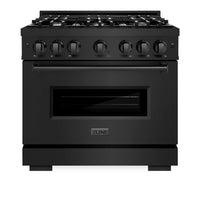 ZLINE 36-Inch Classic Series Gas Range with 6 Gas Burner Cooktop and 5.2 Cu. Ft. Gas Convection Oven in Black Stainless Steel (CGRB-36)