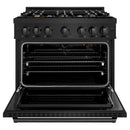ZLINE 36-Inch Classic Series Gas Range with 6 Gas Burner Cooktop and 5.2 Cu. Ft. Gas Convection Oven in Black Stainless Steel with Brass Burners (CGRB-BR-36)