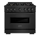 ZLINE 36-Inch Classic Series Gas Range with 6 Gas Burner Cooktop and 5.2 Cu. Ft. Gas Convection Oven in Black Stainless Steel with Brass Burners (CGRB-BR-36)