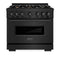 ZLINE 36-Inch Classic Series Gas Range with 6 Gas Burner Cooktop and 5.2 Cu. Ft. Gas Convection Oven in Black Stainless Steel with Brass Burners (CGRB-BR-36)