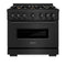 ZLINE 36-Inch Classic Series Dual Fuel Range with 6 Gas Burner Cooktop and 5.2 Cu. Ft. Electric Convection Oven in Black Stainless Steel with Brass Burners (CDRB-BR-36)