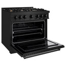 ZLINE 36-Inch Classic Series Dual Fuel Range with 6 Gas Burner Cooktop and 5.2 Cu. Ft. Electric Convection Oven in Black Stainless Steel with Brass Burners (CDRB-BR-36)