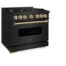 ZLINE 36-Inch Autograph Edition Classic Series Gas Range with 6 Gas Burner Cooktop and 5.2 Cu. Ft. Gas Convection Oven in Black Stainless Steel with Champagne Bronze Accents (CGRBZ-36-CB)