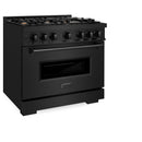 ZLINE 36-Inch Classic Series Dual Fuel Range with 6 Gas Burner Cooktop and 5.2 Cu. Ft. Electric Convection Oven in Black Stainless Steel with Brass Burners (CDRB-BR-36)