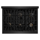ZLINE 36-Inch Classic Series Gas Range with 6 Gas Burner Cooktop and 5.2 Cu. Ft. Gas Convection Oven in Black Stainless Steel with Brass Burners (CGRB-BR-36)