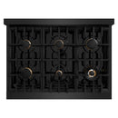 ZLINE 36-Inch Classic Series Dual Fuel Range with 6 Gas Burner Cooktop and 5.2 Cu. Ft. Electric Convection Oven in Black Stainless Steel with Brass Burners (CDRB-BR-36)