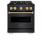 ZLINE Autograph Edition 30-Inch Classic Series Gas Range with 4 Gas Burner Cooktop and 4.2 Cu. Ft. Gas Convection Oven in Black Stainless Steel with Gold (CGRBZ-30-G)