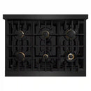 ZLINE Autograph Edition 36-Inch Classic Series Gas Range with 6 Gas Burner Cooktop and 5.2 Cu. Ft. Gas Convection Oven in Black Stainless Steel with Gold (CGRBZ-36-G)