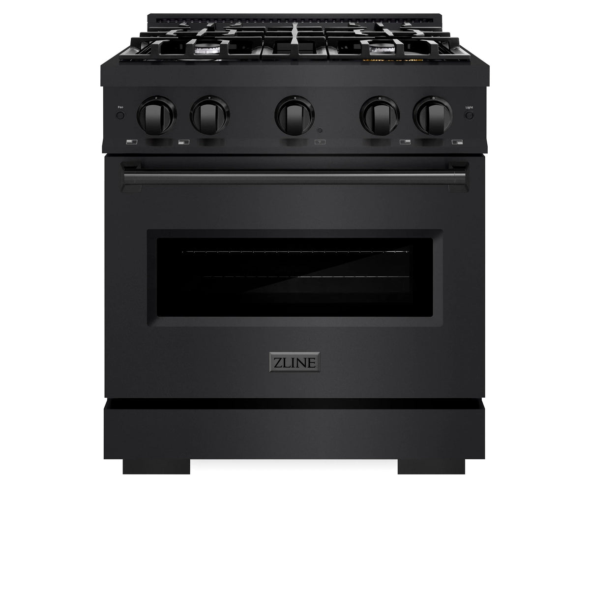 ZLINE 4-Piece Appliance Package - 30-Inch Classic Dual Fuel Range, Refrigerator, Dishwasher, and 24-Inch Microwave Drawer in Black Stainless Steel