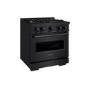 ZLINE 5-Piece Appliance Package - 30-Inch Dual Fuel Range, Hood, Refrigerator, Dishwasher, and Microwave Drawer in Black Stainless Steel