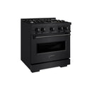 ZLINE 4-Piece Appliance Package - 30-Inch Dual Fuel Range, Hood, Refrigerator with Water Dispenser, and Dishwasher in Black Stainless Steel