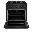 ZLINE 30-Inch Classic Series Dual Fuel Range with 4 Gas Burner Cooktop and 4.2 Cu. Ft. Electric Convection Oven in Black Stainless Steel with Brass Burners (CDRB-BR-30)