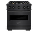 ZLINE 30-Inch Classic Series Gas Range with 4 Gas Burner Cooktop and 4.2 Cu. Ft. Gas Convection Oven in Black Stainless Steel with Brass Burners (CGRB-BR-30)
