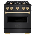 ZLINE Autograph Edition 30-Inch Classic Series Dual Fuel Range with 4 Gas Burner Cooktop and 4.2 Cu. Ft. Electric Convection Oven in Black Stainless Steel with Champagne Bronze Accents (CDRBZ-30-CB)