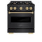 ZLINE Autograph Edition 30-Inch Classic Series Dual Fuel Range with 4 Gas Burner Cooktop and 4.2 Cu. Ft. Electric Convection Oven in Black Stainless Steel with Champagne Bronze Accents (CDRBZ-30-CB)