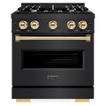 ZLINE Autograph Edition 30-Inch Classic Series Dual Fuel Range with 4 Gas Burner Cooktop and 4.2 Cu. Ft. Electric Convection Oven in Black Stainless Steel with Polished Gold Accents (CDRBZ-30-G)