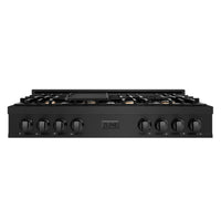 ZLINE 48-Inch Rangetop In Black Stainless With 7 Brass Burners (RTB-BR-48)