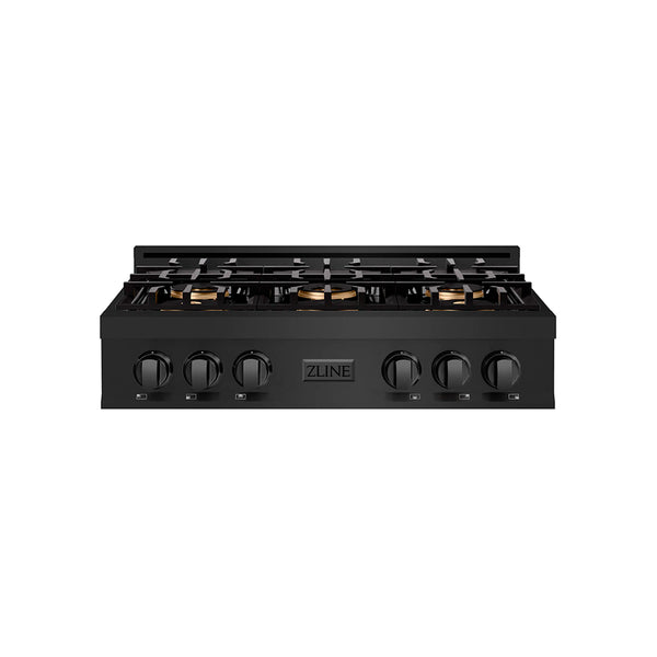 ZLINE 36-Inch Classic Gas Rangetop with 6 Burner DuoPro™ Cooktop in Black Stainless Steel (PCRTB-36)
